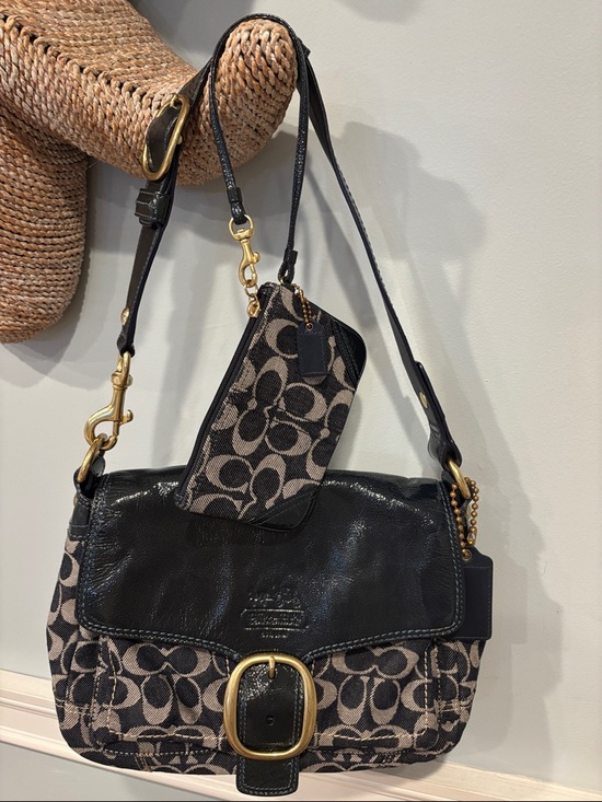 Coach Handbags - Coach Signature Blue Denim Canvas & Leather Shoulder Bag and Wristlet Wallet Y2K